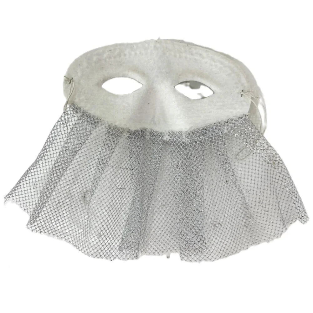 Domino style Silver Fabric Mask with netting NWT NOS